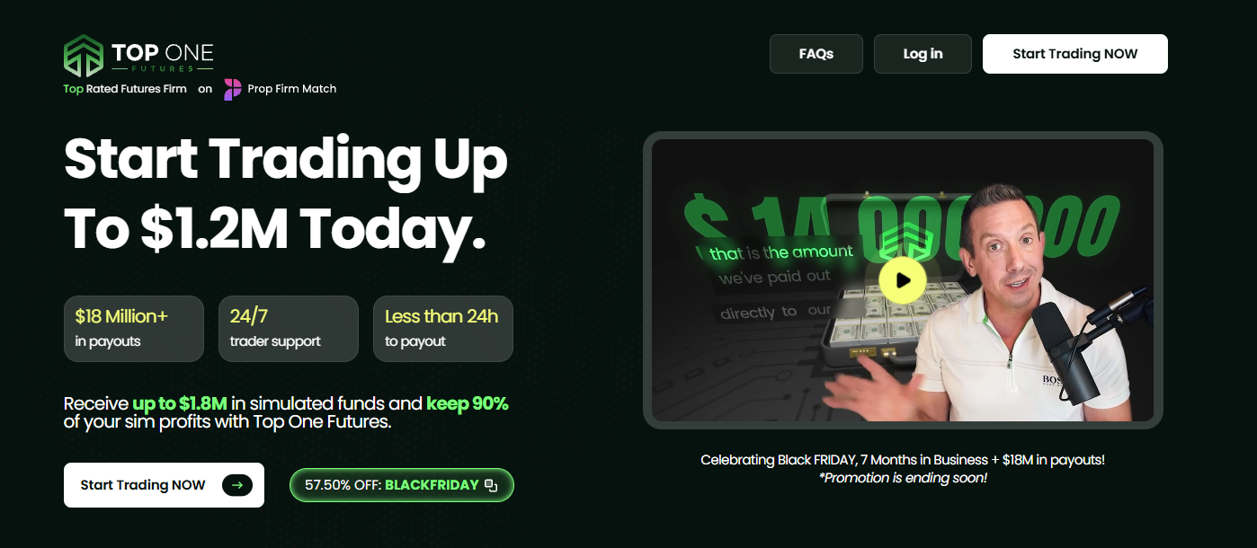 TopOne Futures trading dashboard showing buy and sell buttons and a clear layout for beginners